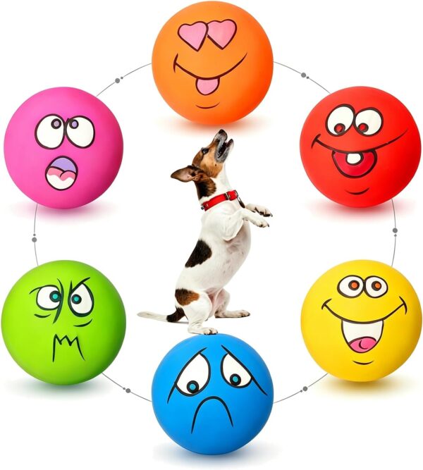 Latex Dog Squeaky Toys Rubber Soft Dog Toys Chewing Squeaky Toy Fetch Play Balls Toy for Puppy Small Pets Dog 6pcs for Mini, Small Breeds