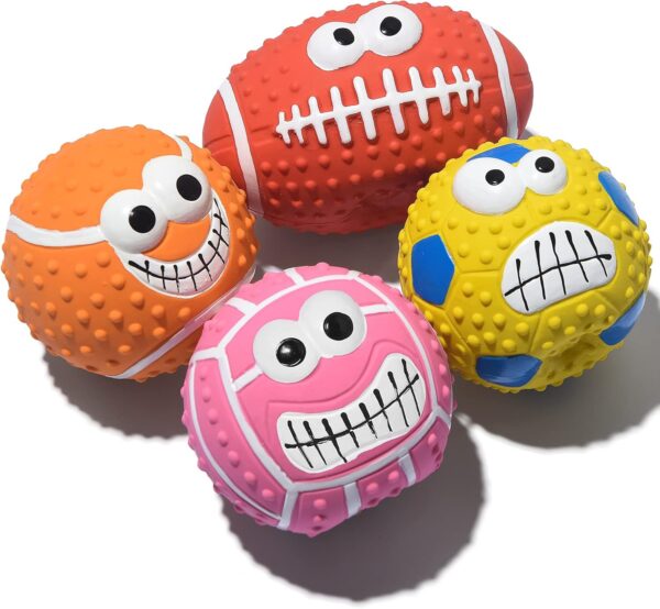 Squeaky Dog Ball, [4 Pack] Latex Rubber Dog Squeak Toys, 2.7'' Soft Bouncy Fetch Balls for Medium Small Pets Interactive Play